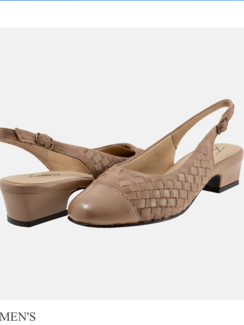 Trotters Dea Woven Taupe Suede Slingback NWOT